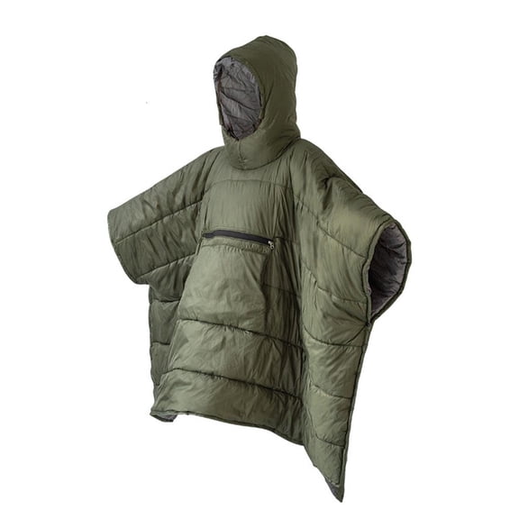 Self Folding Cotton Cloak Wearable Cotton Poncho Blanket Camping Poncho Sleep Bag Outdoor Warm Hooded Blanket