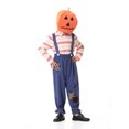 thumbnail image 5 of Halloween Family Matching Costume Sets, Pumpkin Head Mask with Striped Shirt and Suspender Pants, Parent-Kids Scarecrow Cosplay Outfit for Party, 5 of 6