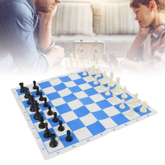 Chess Set, Travel Chess Set PU Chess Board Funny for Gathering