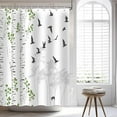 thumbnail image 6 of Forest Shower Curtain Birch Trees Forest Mountain Woodland Shower Curtain Green Tree Leaf Rowley Birds Scenery Spring Nature Themed Bathroom Decor Set with 12 Hooks 72x72 inches, 6 of 6