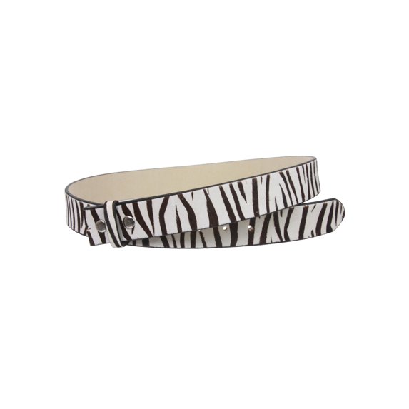 Snap On Cow Hair Zebra Print Leather Belt Strap