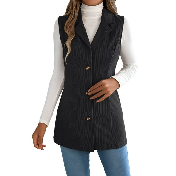 Gaexia Vest for Women ,Corduroy Vest with Collar for Women Cozy Autumn Winter Fashion Outerwear Casual Layering Piece
