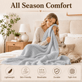 thumbnail image 2 of Unikome Knit Throw Blanket 50" x 60", Soft Lightweight Blanket for Couch, Sofa and Bed, Breathable All Season Decorative Throw, Light Gray, 2 of 7