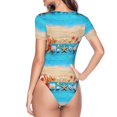 thumbnail image 4 of Gaeub Boards And Beach Women'S Short Sleeve One Piece Swimsuit Sexy High-Waisted Bodysuit For Swimming, Beach, Sports - Small, 4 of 9