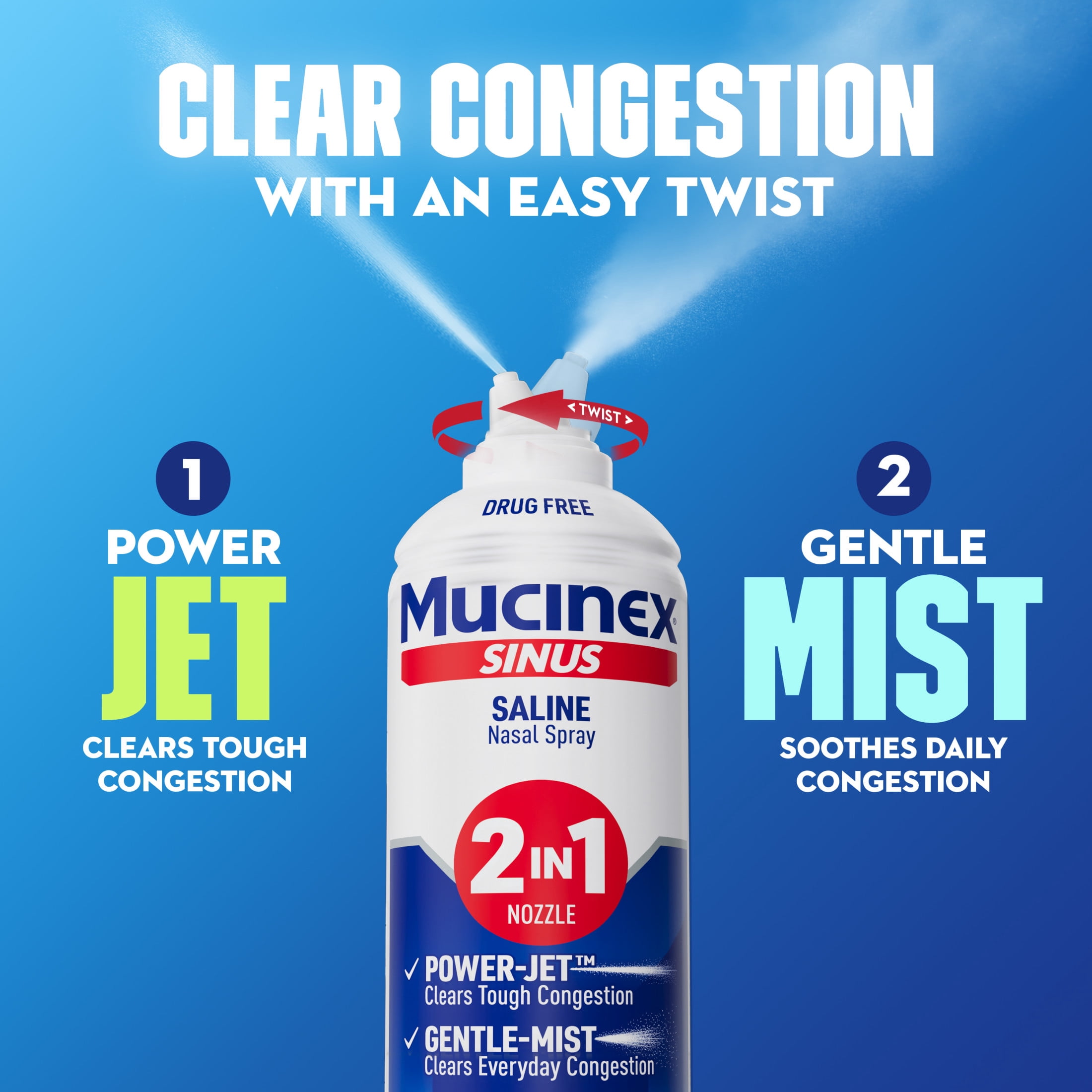 (4 pack) Mucinex Non-Medicated Saline Nasal Mist, Sinus Clear & Cool, 4.5 fl oz