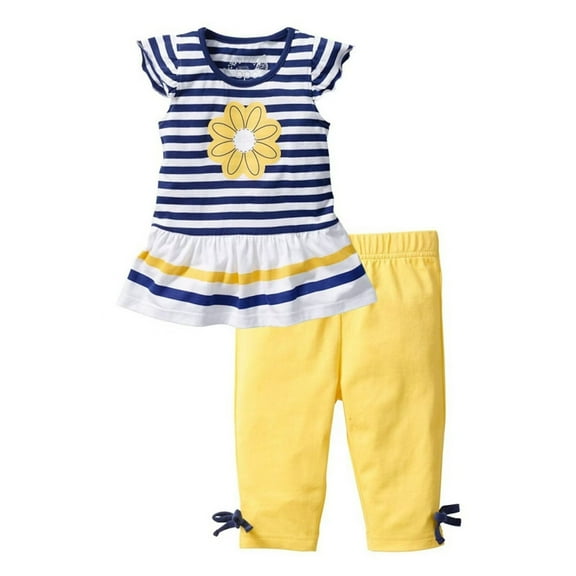 Baby Girls Summer Clothes Casual Clothing Suit Short Sleeve Striped T-Shirt Pants