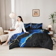 thumbnail image 4 of Manfei Black Gold Blue 7 Pieces Bed in a Bag Twin Size, Watercolor Marble Bed Set, Abstract Stone Pattern Bed Sheets Setp with Comforter, Ultra Soft Bedroom Decoration, 4 of 6