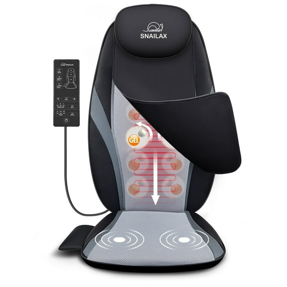 Snailax Shiatsu Neck and Back Massager with Heat, Deep Kneading Massage Chair Pad, Seat Cushion Massager with Gel, Gifts