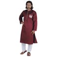 thumbnail image 1 of Atasi Menâ€™s Henley Solid Long Sleeve Kurta Mandarin Collar Ethnic Long Wear, 1 of 7