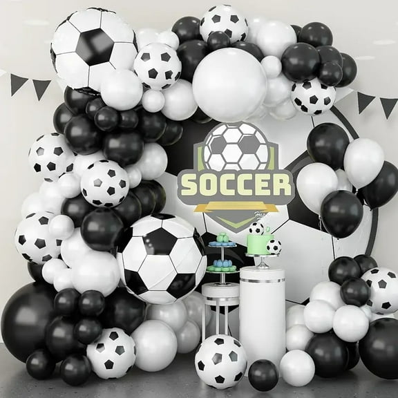 Black White Balloons Garland Arch Set - 86 Pcs Football Balloons Party Decorations Supplies