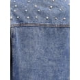 thumbnail image 5 of Chaqueta de mezclilla de manga larga con botones y perlas para mujer Inspire Chic, primavera, tamaño M, azul, 5 of 5