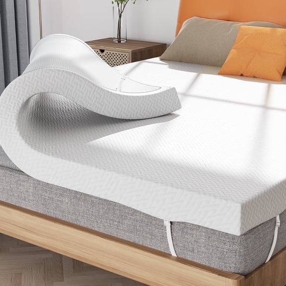 Daluvenix 3 Inch Gel Memory Foam Mattress Topper Full Size High Density Cooling Pad Pressure Relief Bed Topper with Breathable Bamboo Cover 75''x54'' White