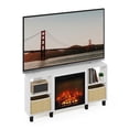 thumbnail image 5 of Furinno Jensen Corner Fireplace TV Stand with 4 Open Compartments for TV up to 55 Inches, Solid White, 5 of 8