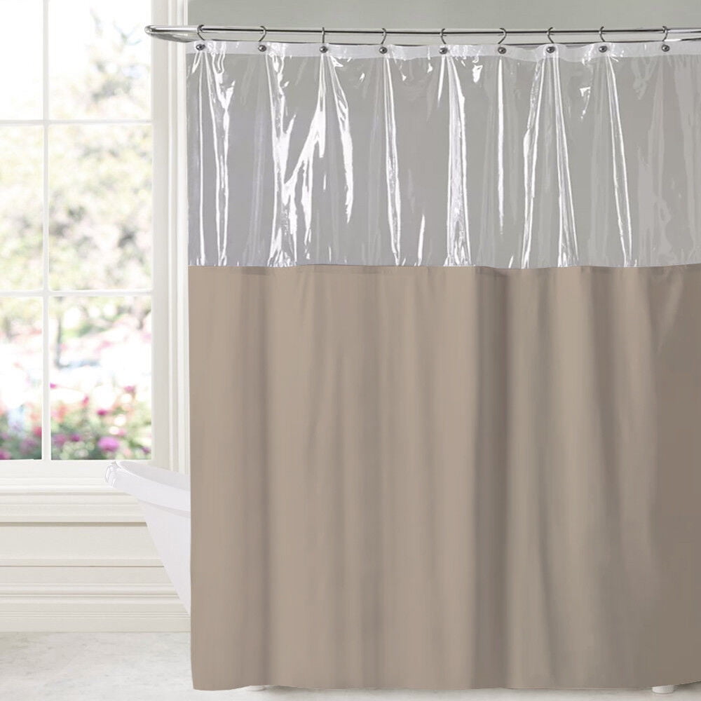 See Through Clear Top 10 Gauge Vinyl Bath Shower Curtain 72" x 72