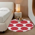 thumbnail image 3 of Red Dahlia Round Area Rug 3.3 FT, Non Slip Small Entryway Kitchen Mat, Vintage Country Grey Abstract Flowers Floral Washable Soft Circular Rug Non-Shedding Door Mat for Bathroom Playroom Kids Room, 3 of 9