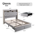 thumbnail image 6 of SIBEDS LED Bed Frame with 2 Storage Drawers and Galaxy Star Projector Velvet Upholstered Gray Tufted Wingback Headboard, Queen, 6 of 9