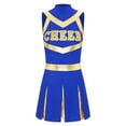 thumbnail image 3 of inhzoy Women's Cheerleading Uniforms Metallic Cheer Leader Pleated Leotard Dress Royal Blue S, 3 of 7