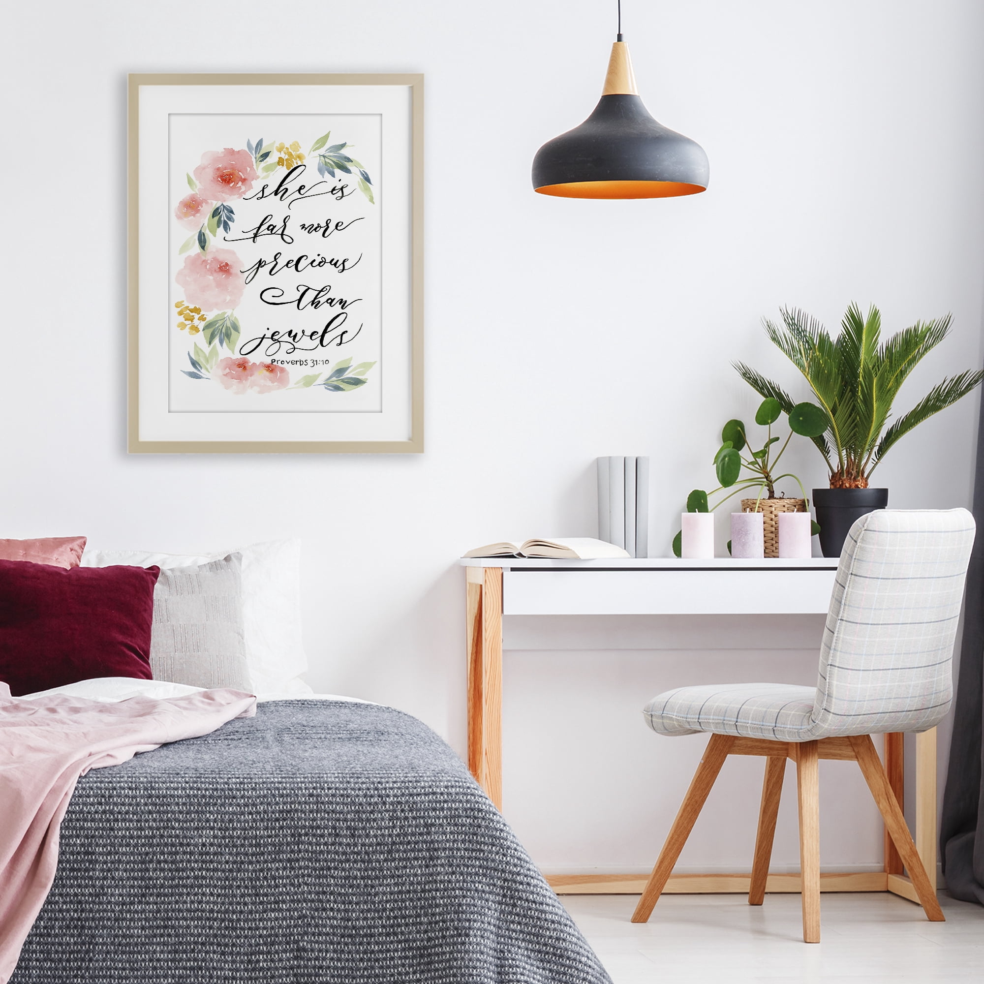 Stupell Industries Far More Precious Than Jewels Birch Framed Print Under Glass, design by Lucille Price