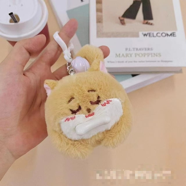 Colgante de muñeca para niños con cordón de gato y conejo con cable que sacude la cola