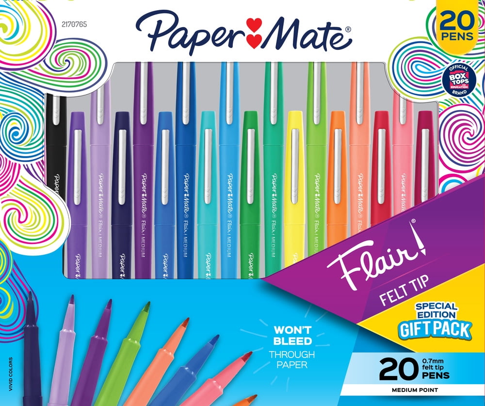 Paper Mate Flair Felt Tip Pens, Medium Point (0.7mm), Assorted Colors