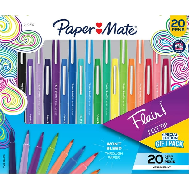 Paper Mate Flair Felt Tip Pens, Medium Point (0.7mm), Assorted Colors, 20 Count, Holiday 2022 Pack