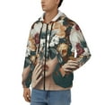 Adobk Floral Head Dreamscape Print Mens Fullzip Hoodie, Zipup Hooded