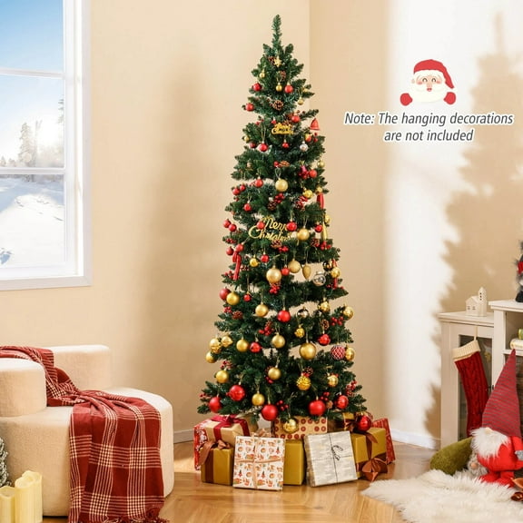 DRAZUNO 7 FT Pre-Lit Artificial Christmas Tree w/ 791 Branch Tips Warm White LED Lights