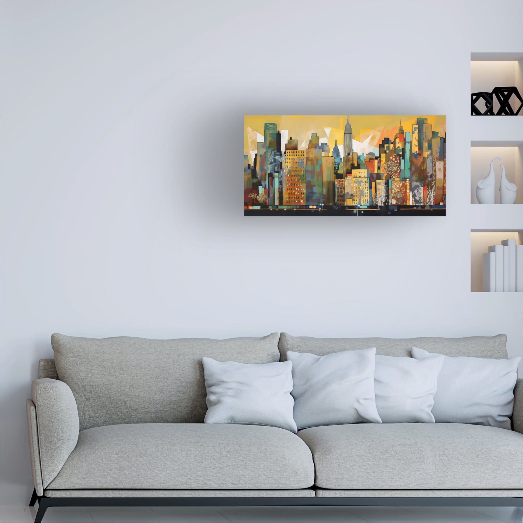 Canvas Wall Art - Ray Heere 'Pop Art New York Gold 8' Wall Art for Living Room, Bedroom, or Office Décor by Trademark Fine Art - 19 x 10 Inches
