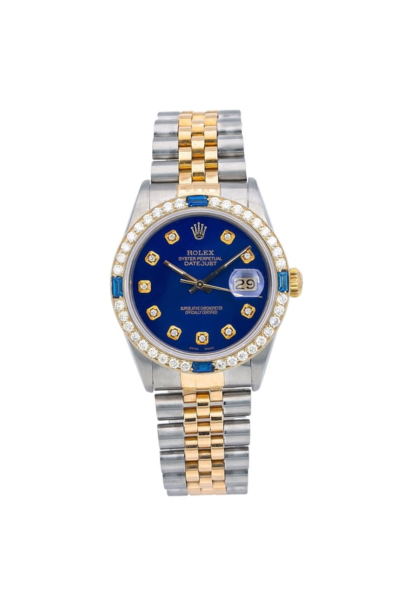 Pre-Owned Rolex Datejust 16013 36MM Blue Diamond Dial With 2 CT Diamonds