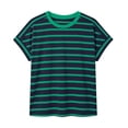 thumbnail image 4 of Royisotas Womens Round Neck Striped Tops Short Sleeve Shirts Summer Outfits Spring Dressy Casual Vacation Clothes Basic Tees, 4 of 7