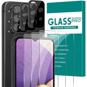 [3+3] Pack Glass Screen Protector for Samsung Galaxy A32 with Camera Lens Protector, 3D Curved, 6.5 inch 9H Tempered Glass for Galaxy A32 5G Glass Screen Protector