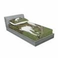 thumbnail image 3 of Ambesonne Animal Fitted Sheet & Pillow Sham Set, Farm Life with Goats, Queen, White Green, 3 of 3
