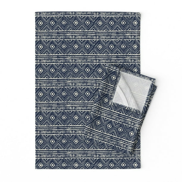 Mudcloth African Kente Cloth Grunge Linen Cotton Tea Towels By Roostery Set Of 2 Walmart Com Walmart Com