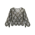 thumbnail image 7 of Kaerm Womens Hollow Lace Shrug Bolero Long Sleeve Sequin Cardigan Tops Dress Cover Up Gold One Size, 7 of 7