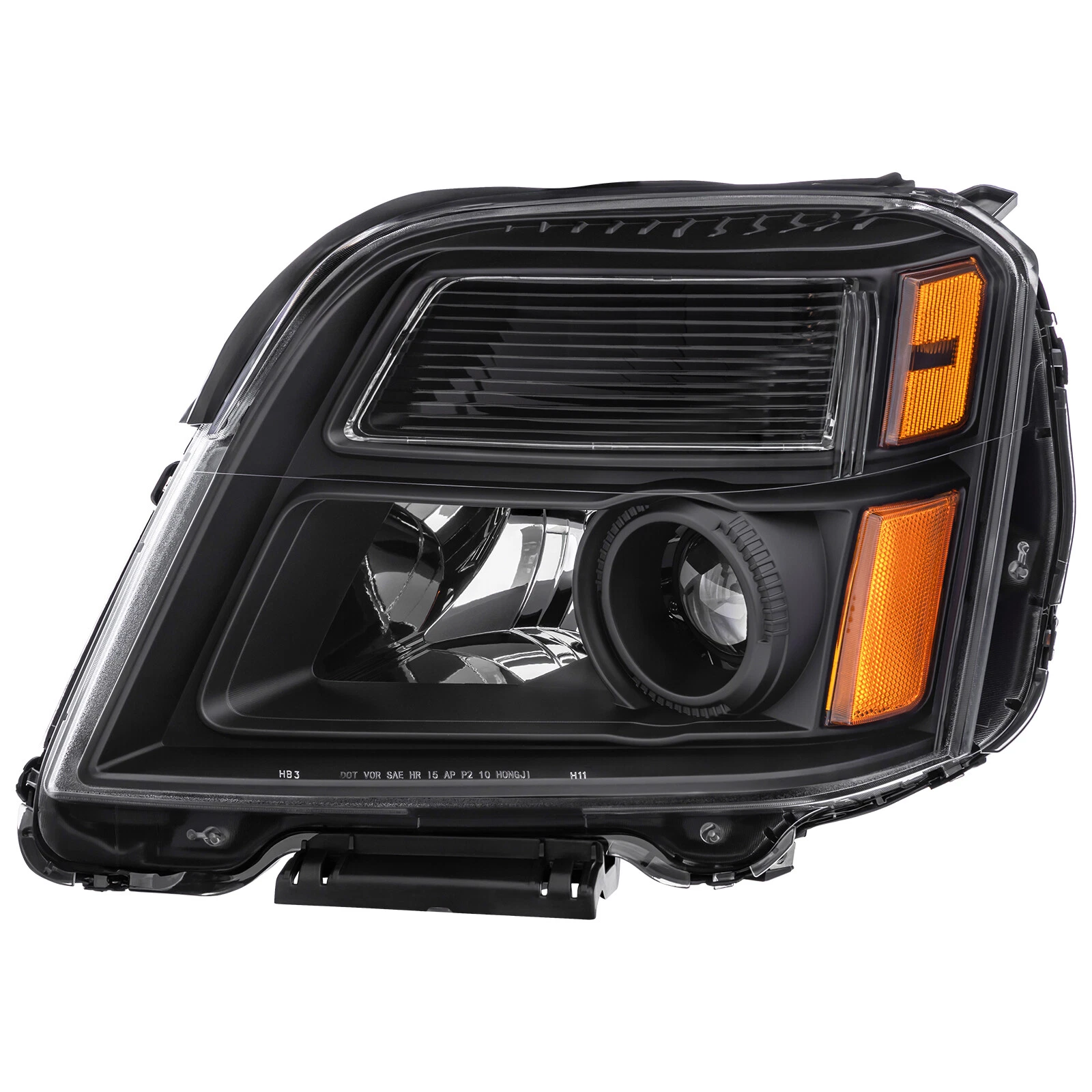 MOSTPLUS Pair Black Amber Headlights Headlamp Assembly for 2010-2015 GMC Terrain Halogen