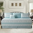 thumbnail image 2 of Home Soft Things 6-Piece Reversible Quilted Daybed Set w/ Bedskirt, Shams & Pillow - Emma Teal, 75"x39", 2 of 6