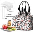 thumbnail image 4 of Pink and White Leopard Print Pattern Drawstring Insulated Lunch Bag for Women, Stain-Resistant Large Lunch Tote with Multi-Pockets for Work Office, 4 of 6