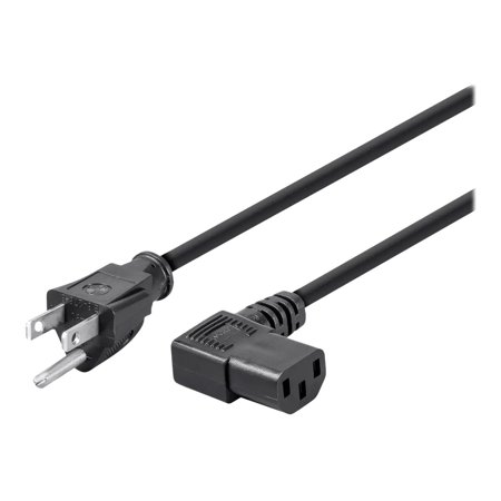 UPC: 0844660076841 | Monoprice Right Angle Power Cord – 6 Feet – Black | NEMA 5-15P to Right Angle IEC 60320 C13  14AWG  15A/1875W  SJT  125V