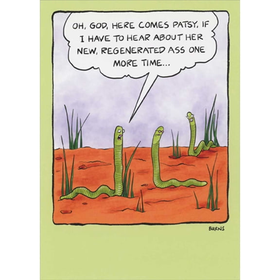 Oatmeal Studios Worm Bragging About Regeneration Funny Birthday Card for Woman