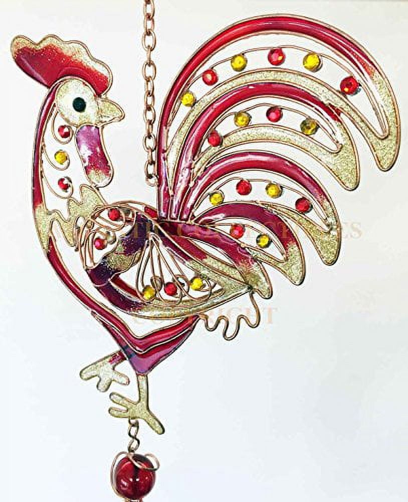 Rise & Shine Gem Rooster Resonant Relaxing Copper Wind Chime Garden Patio