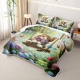 thumbnail image 3 of Manfei Flower Kitten Bed Spread Queen, Forest Hydrangea Butterfly Queen Coverlet Set, Green, 3 Pieces, 1 Quilt and 2 Pillowcases, 3 of 7