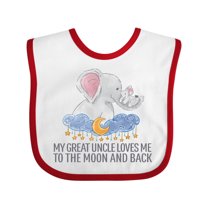 Inktastic My Great Uncle Loves Me to the Moon and Back Elephants Boys or Girls Baby Bib