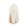 thumbnail image 3 of BLISSFUL STEP Stylish Women's Platform Round Toe Chunky Heel Pumps for All Occasions Cream 11, 3 of 8