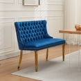 thumbnail image 6 of CQSXDA Velvet Double Dining Loveseat Bench, 2-Seat Tufted Design with Gold-Plated Steel Legs for Modern Spaces, Blue, 6 of 14