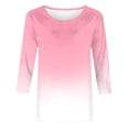 thumbnail image 5 of Charella Women's Casual 3/4 Sleeve Tees Gradient Color T-Shirts Crew Neck Tunic Tops Loose Fit Blouses (XL, Pink 1), 5 of 5