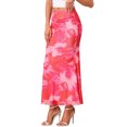 thumbnail image 4 of INSPIRE CHIC Summer Maxi Skirt for Women High Waist Floral Mesh Boho Bodycon Fishtail Long Skirts S Pink, 4 of 6