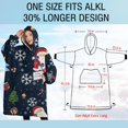 thumbnail image 4 of Oversized Wearable Blanket Hoodie,Dark Blue Christmas Santa Pattern Sherpa Blanket Hoodie with Super Pockets,Super Warm Fuzzy Pullover for Women & Men, 4 of 6