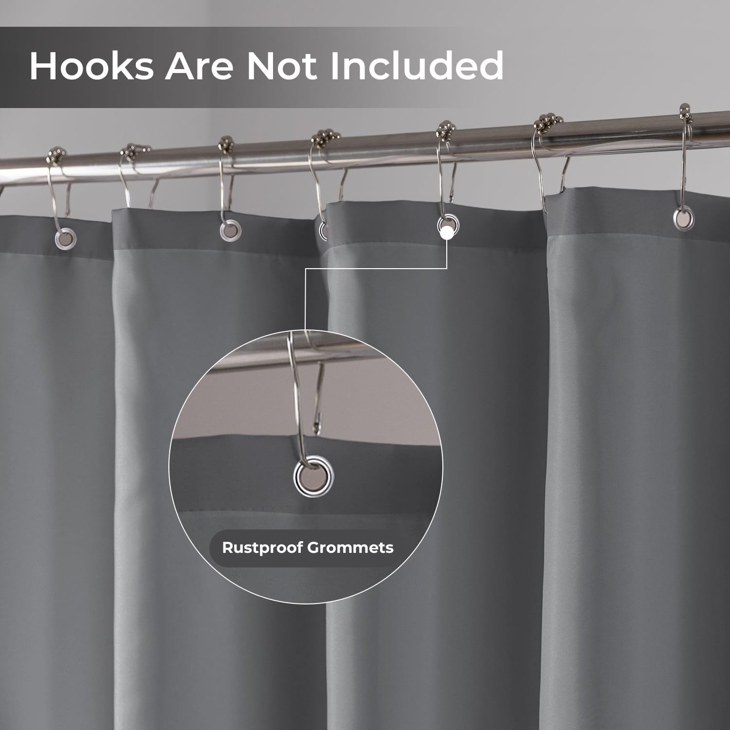 Yiannan Fabric Extra Long Water-Repellent Shower Curtain,Mold Resistant & Machine Washable Shower Curtain liner,72x84 Inches,Gray