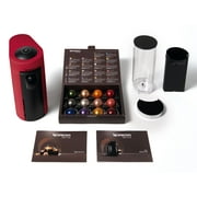 Nespresso VertuoPlus Coffee and Espresso Maker Bundle with Aeroccino Milk Frother by De'Longhi, Red