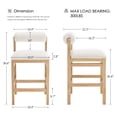 thumbnail image 2 of ONEVOG 26.8" Counter Height Bar Stools Set of 2, Modern Farmhouse Solid Wood Barstools with Linen Upholstered Curved Backrest & Cushion, Kitchen Island Chairs, White, 2 of 9